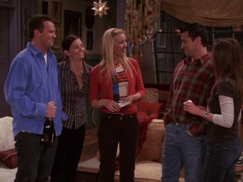 Still of Jennifer Aniston, Courteney Cox, Lisa Kudrow, Matt LeBlanc and Matthew Perry in Draugai (1994)