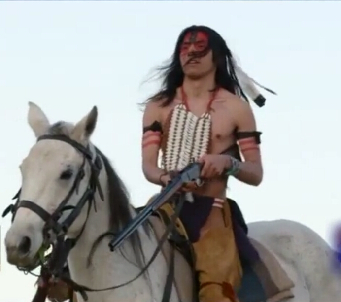 Still of Sparrowhawk playing Crazy Horse. Legends & Lies: The Real West Episode 8 : George Custer a General's Reckoning.
