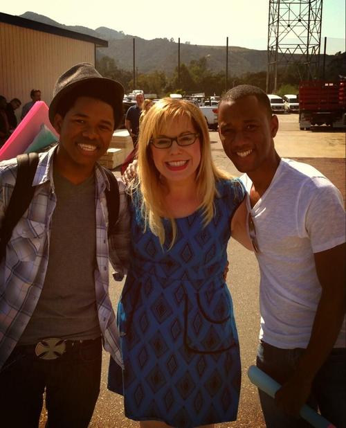 Still photo of Nathan Davis, Kirsten Vangsness and Giavanni at the table read of Criminal Minds.