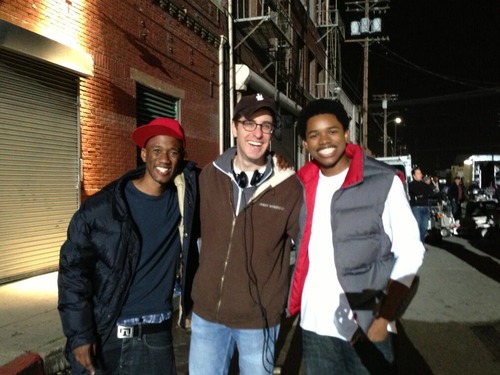 Still photo of Giavanni, Breen Frazier, and Nathan Davis on set of Criminal Minds.