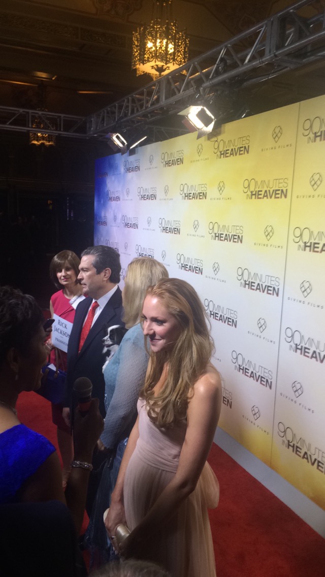 Rachel Jeanette on the red carpet for her role as an angel in 90 Minutes in Heaven