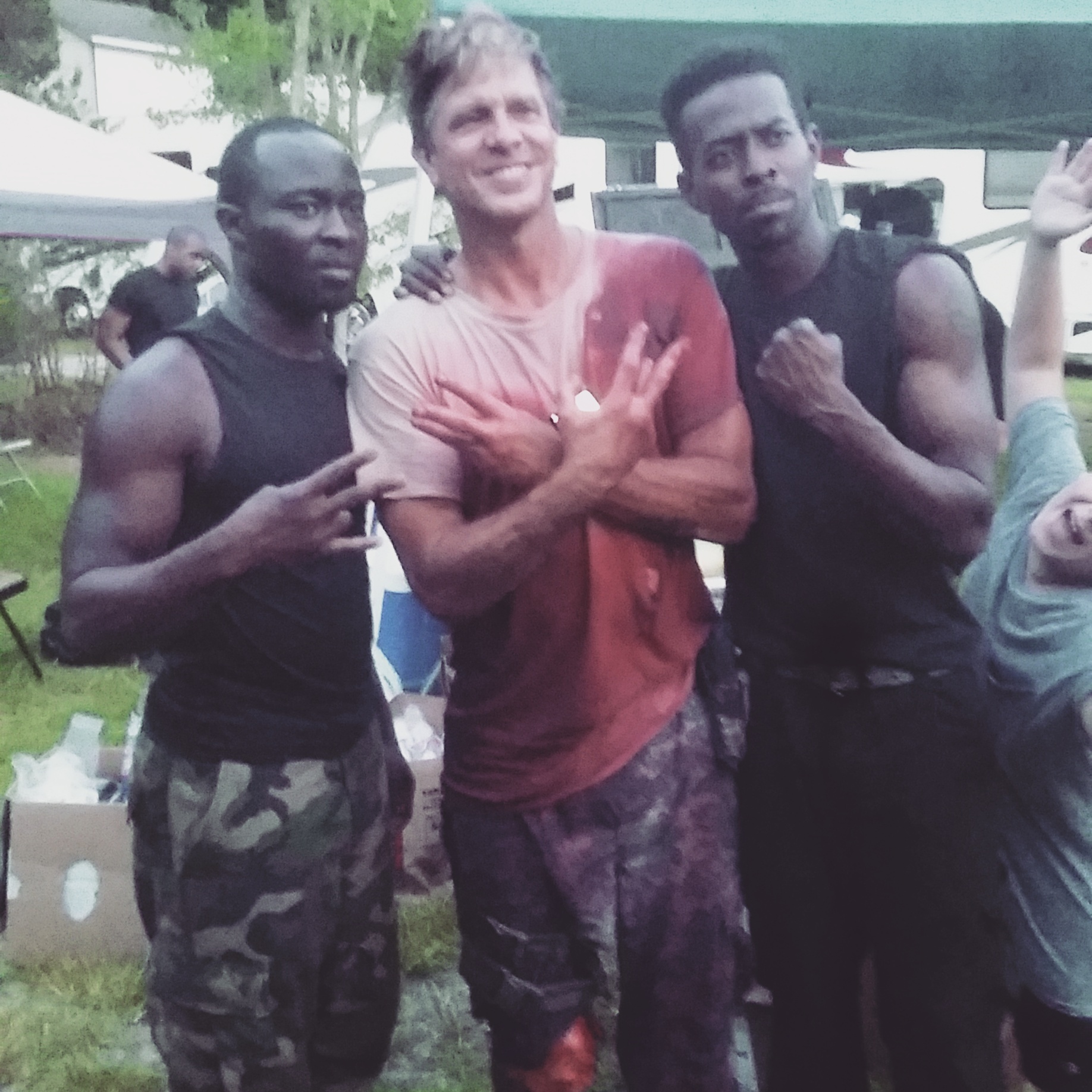 Bernard Sintim, Kenny Johnson(Sons of Anarchy, The Shield) Gerrell Boney on the set of Check Point