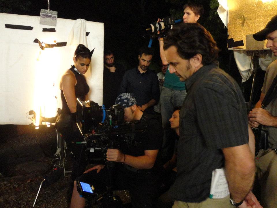 Amy Lawhorn with DP John Peters,steady camera operator Phillip 'Felix' Arceneaux, and crew on set of The House Of Mystery in New Orleans, LA 2012