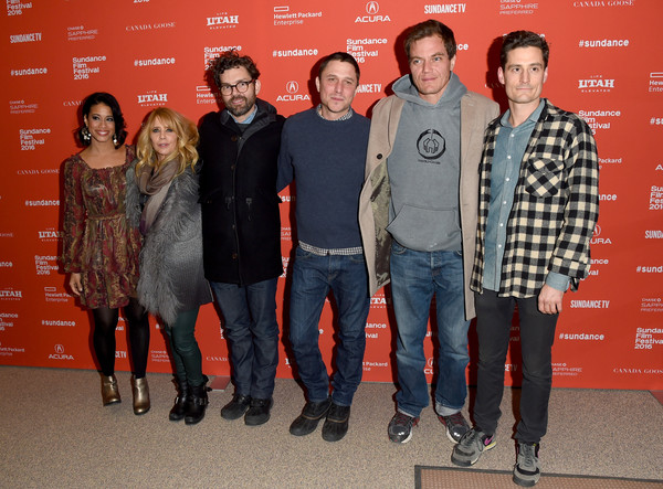 (L-R) Actresses Amy Argyle and Rosanna Arquette, producers Jay Van Hoy, writer/director Matthew Ross, actor Michael Shannon, and producer John Baker attend the 