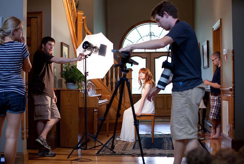 Lindsay Beth Harper, Beecher Reuning, and crew on set of the official music video for 