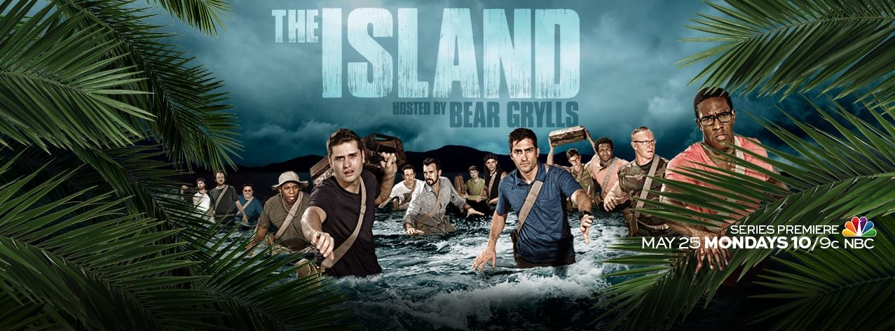 Benji Lanpher and cast of NBC's The Island with Bear Grylls billboard ad.