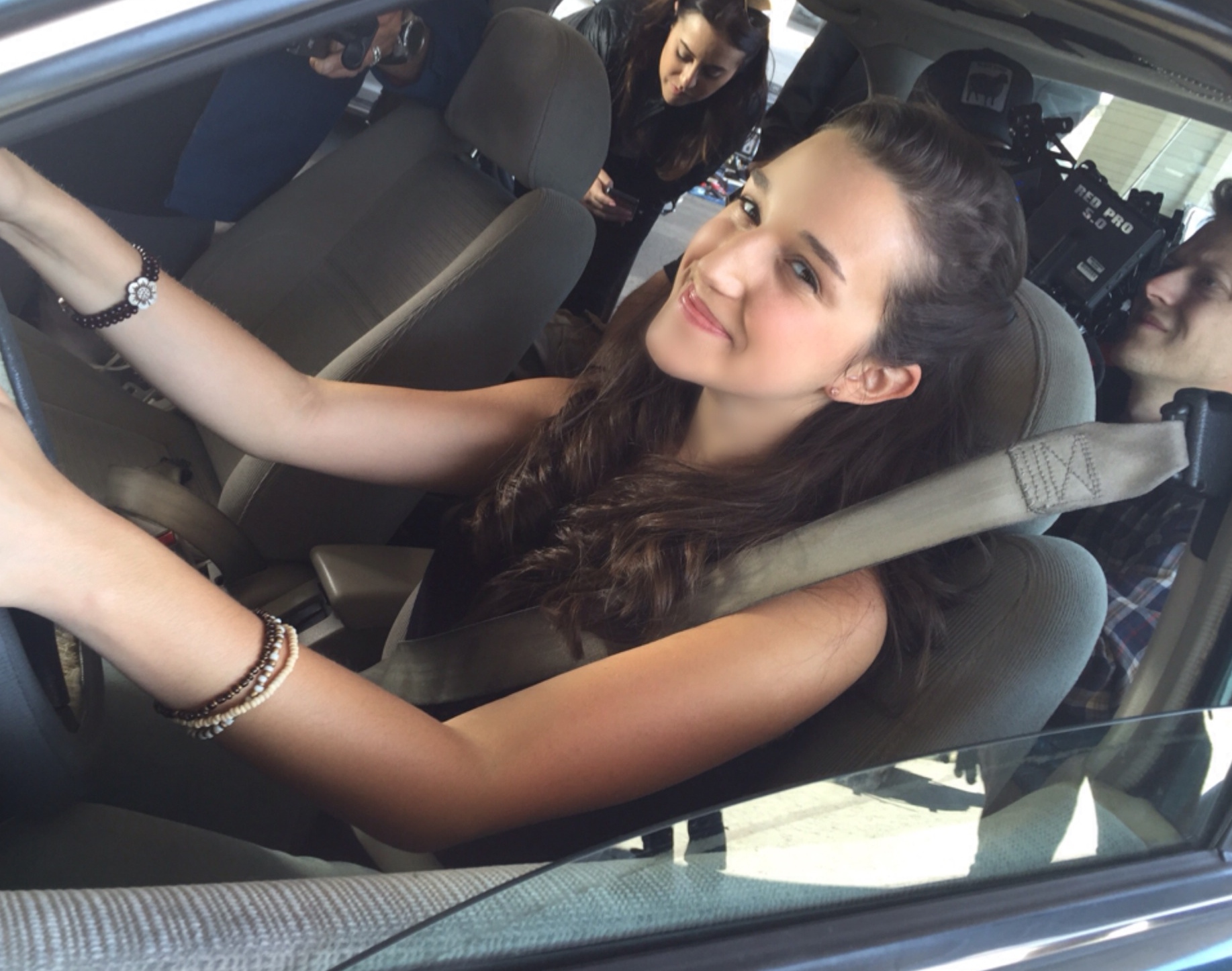 Marisa Davila on the set of the No Texting and Driving PSA