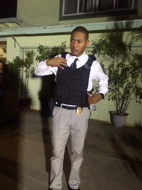 Derrex Brady as Detective Decker preparing for Police/Swat standoff on Killing Lazarus (2015).