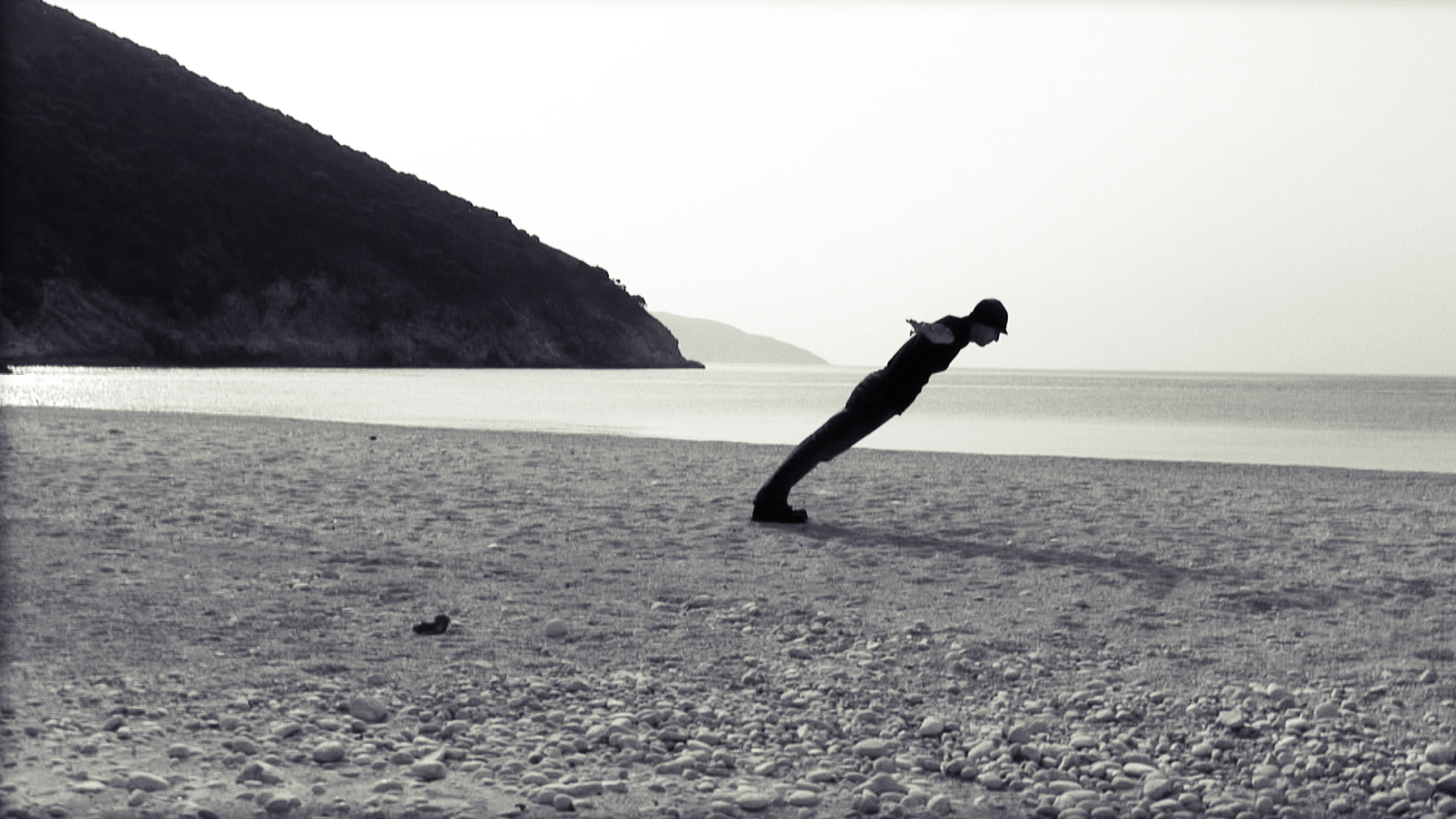 Defying gravity on a beach in Greece.