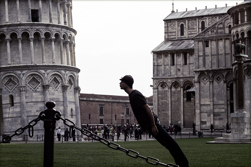 Defying gravity at the Leaning Tower of Pisa.