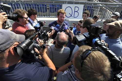 Penn State quarterback Matt McGloin doing a group interview at Penn State media day in 2012. Duane Rankin was working as a reporter for the Erie (Pa.) Times-News