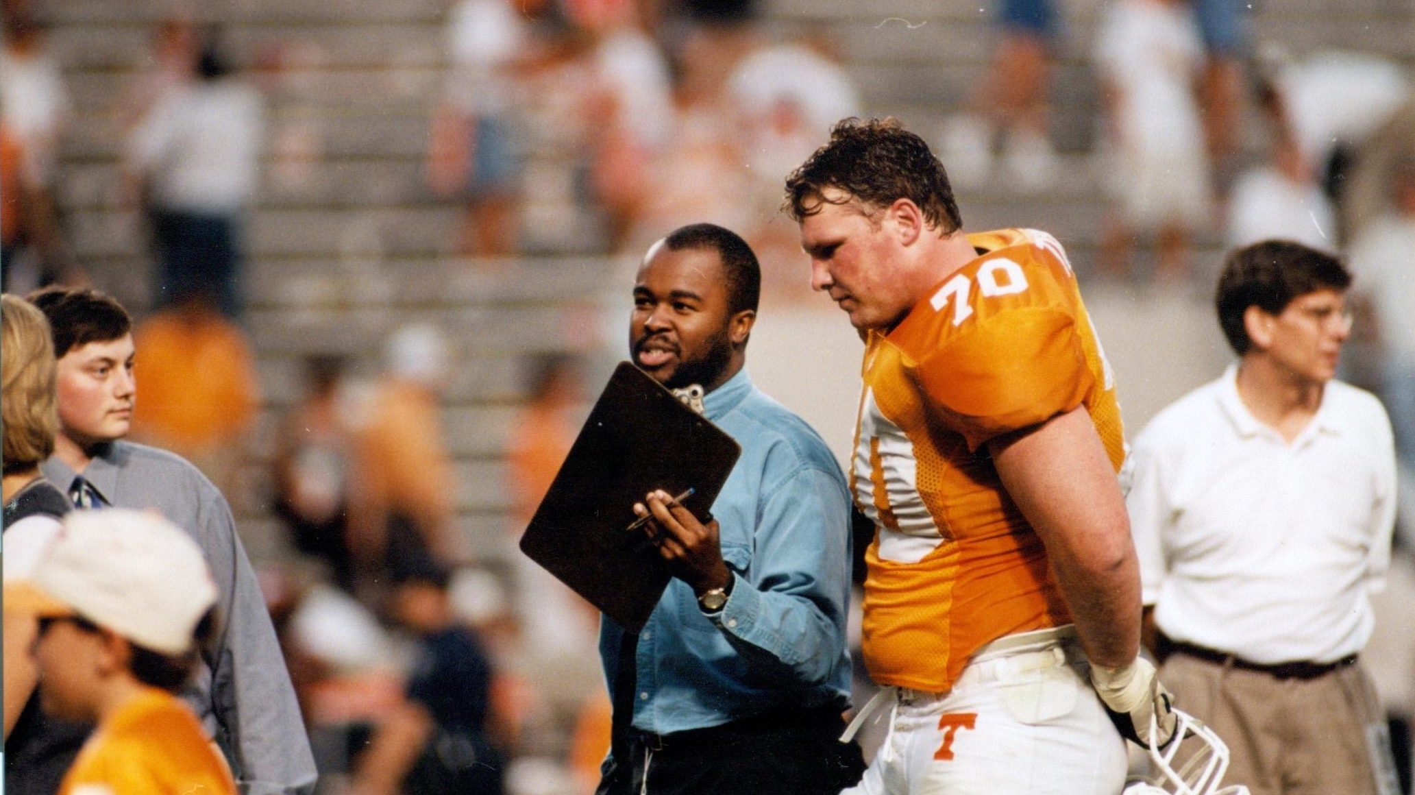 While working for the Jackson (Tenn.) Sun, Duane Rankin was part of the newspaper's coverage team of the Tennessee Volunteers in the late 1990s. Here he's interviewing Trey Teague.