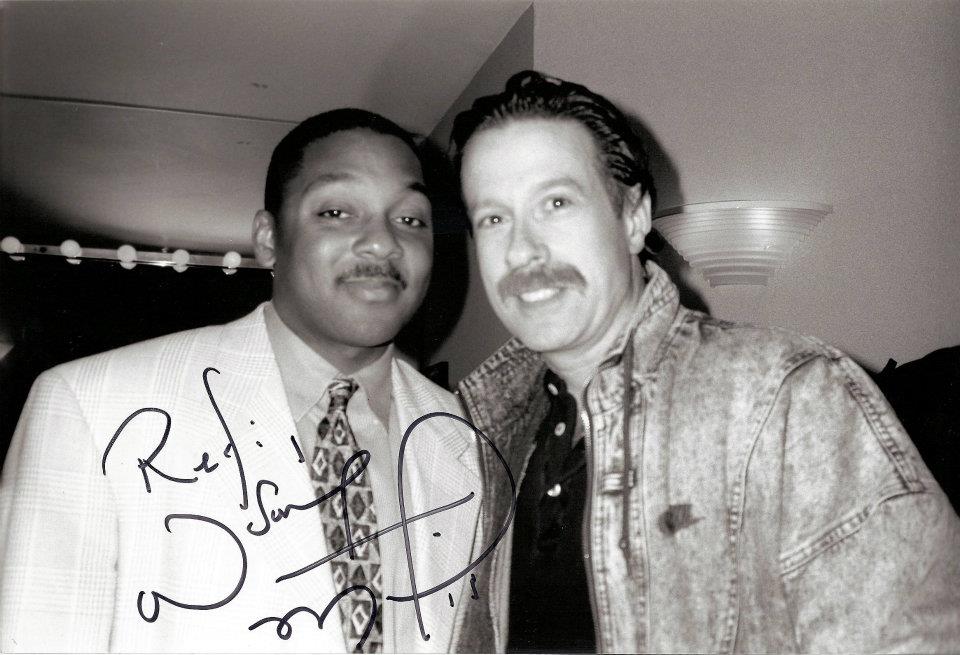 Forrest with Wynton Marsalis, taken in the artist's Hollywood Bowl dressing room on August 16, 1995.