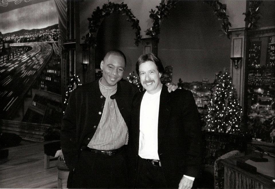 Red with Branford Marsalis: photo by Jay Leno - just before taping occurred on December 28, 1994 - on the Holiday Season stage of the Tonight Show.