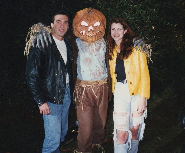 Tom Ferda, Patrick Moran, and Rachel Carter on the set of Jack-O (1995).