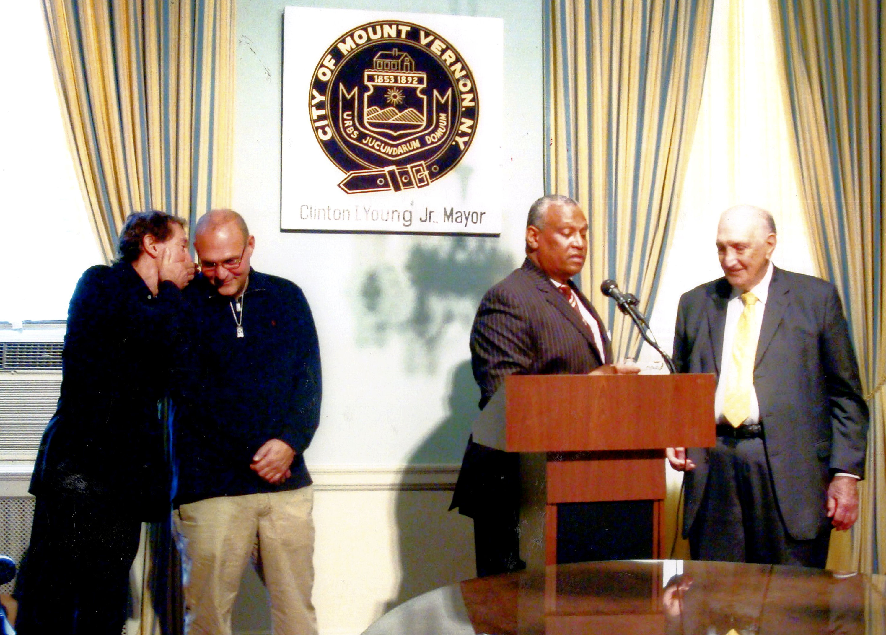 John G. Branca, William J. Branca, Mt. Vernon Mayor Young, Ralph Branca - Key to The City.