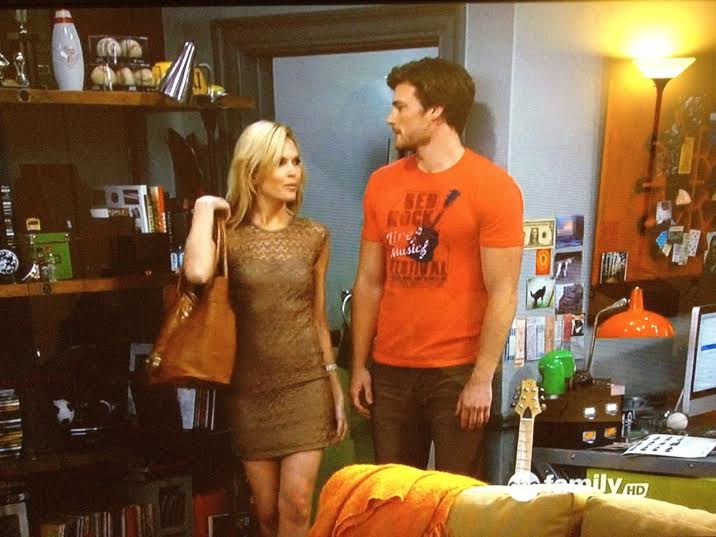 On-set still of actress Dianne Scott and actor Derek Theler on ABC Family's 