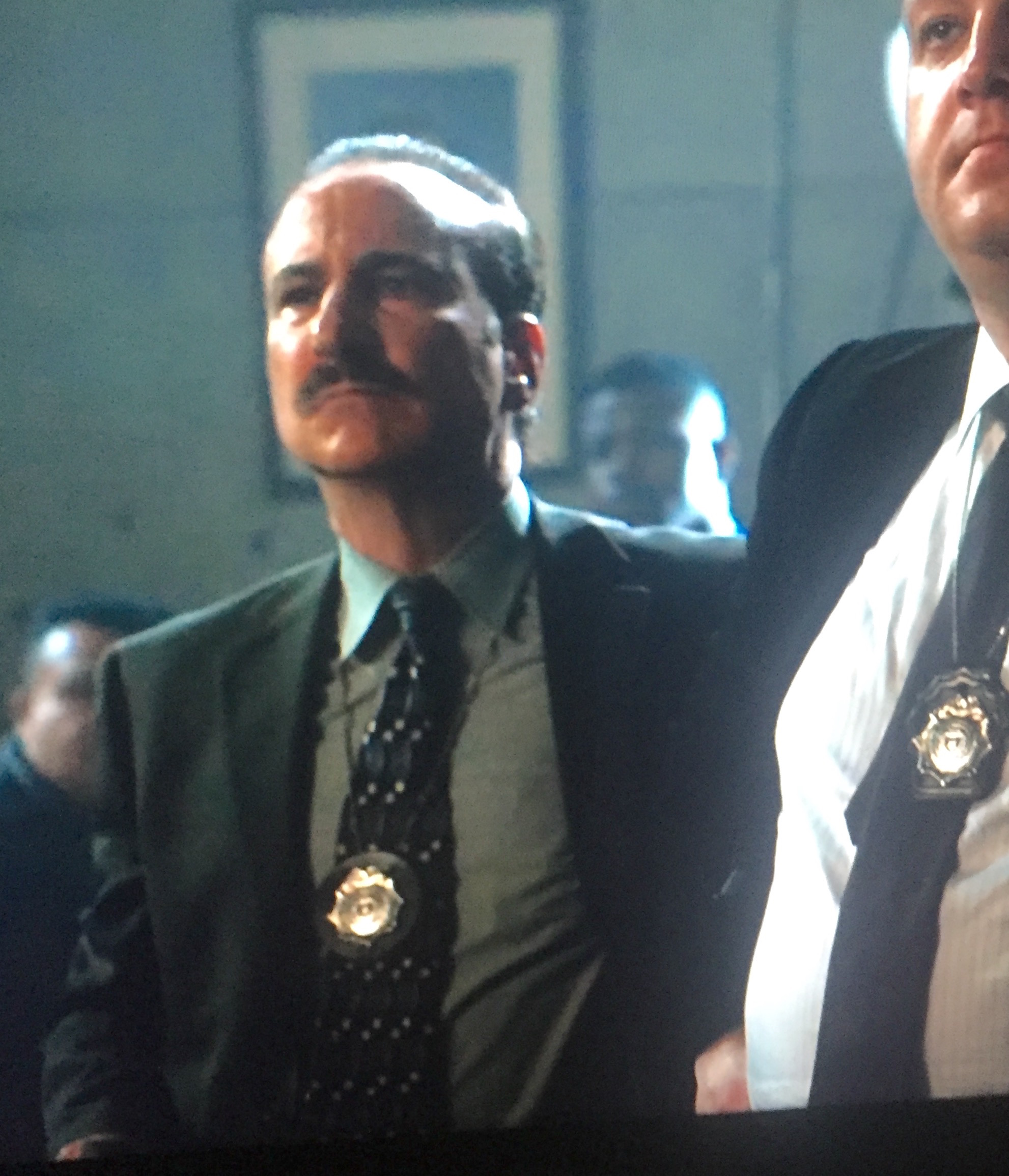 On set of Gotham Detective in precinct
