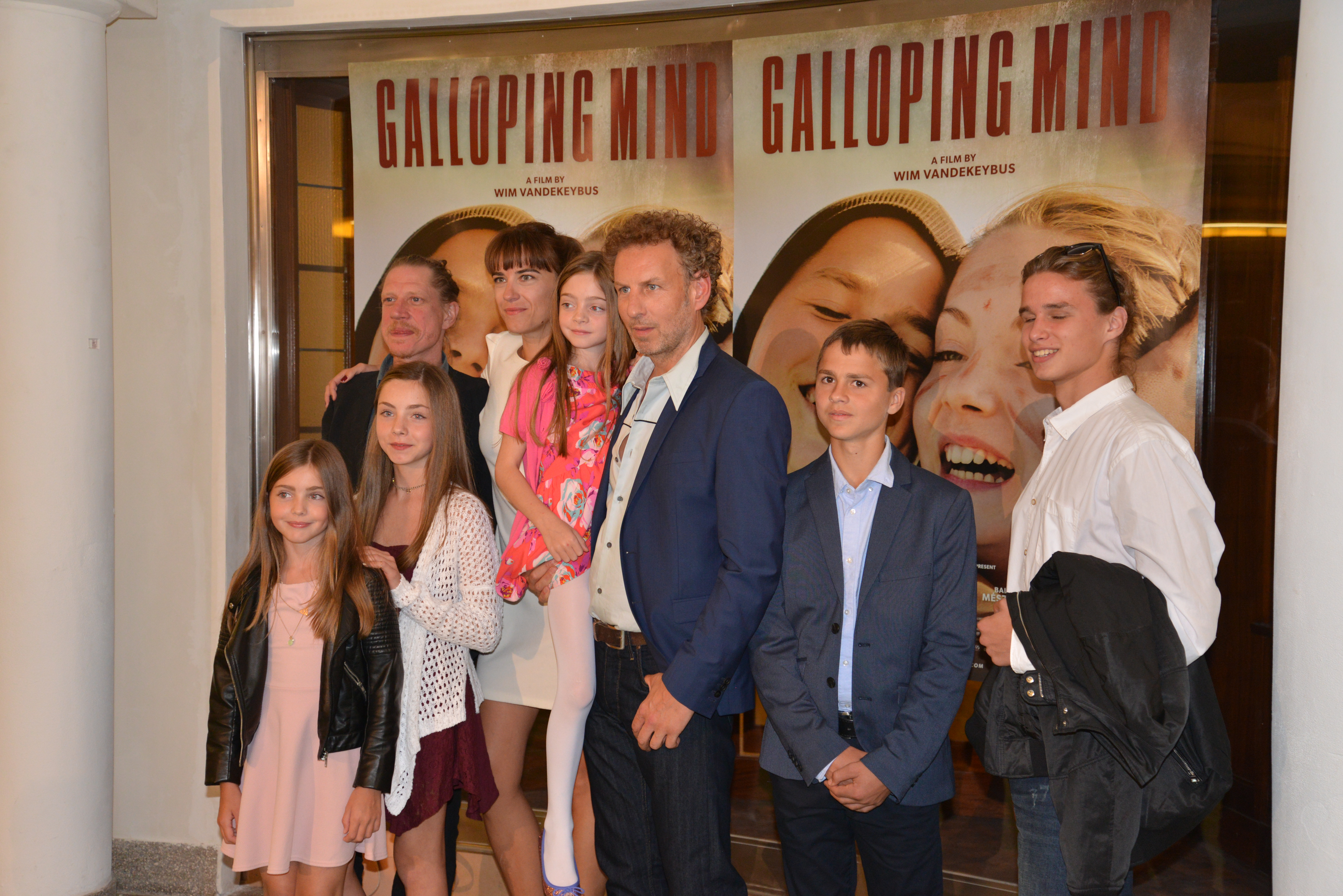 At Galloping Mind premier on September 1, 2015 with director Wim Vandekeybus, co-stars Jerry Killick, Natalie Broods, Balazs Meszaros, Koppany Gillich and sisters Zsofia and Izabella Rea