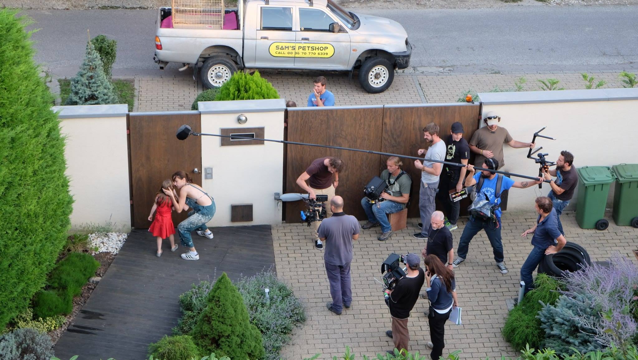 Rebeka with Natalie Broods during shoot of Galloping Mind in 2014