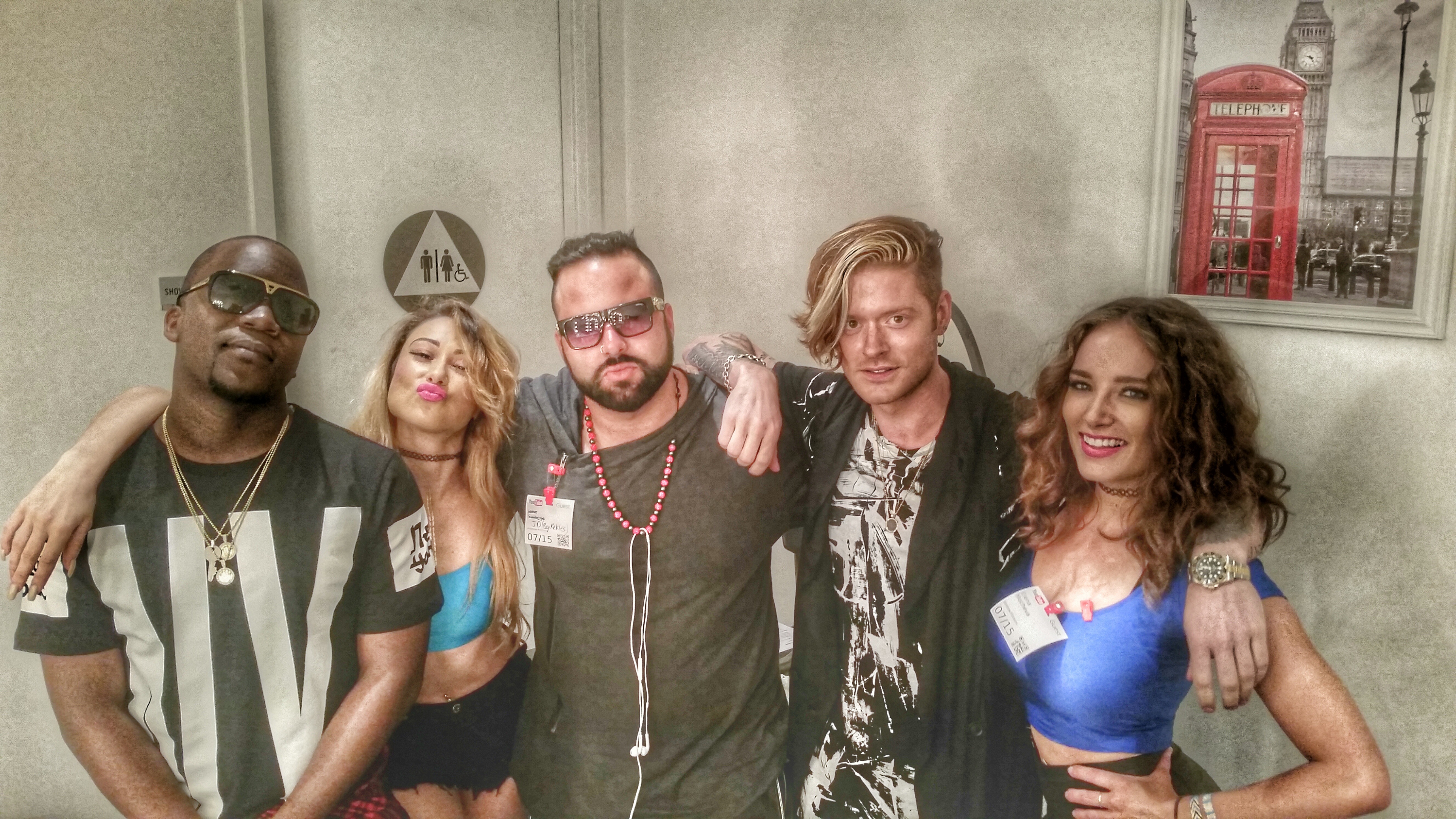 J.D. (Boy Rekless) Salbego and artists: Iyaz and Nash of Hot Chelle Rae on the set of Iyaz's music video 