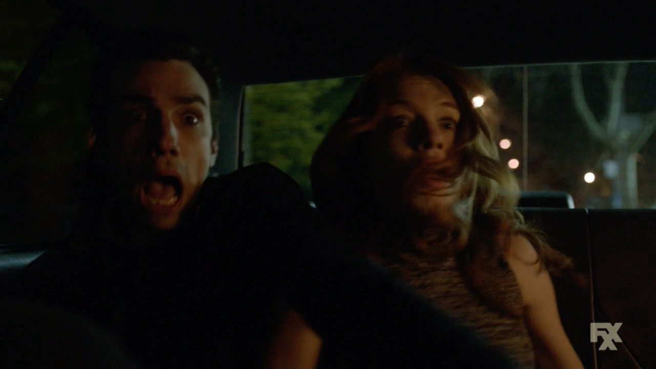 Jay Baruchel and Maria Thayer in the 'couple up' cab playing opposite Brandon Ludwig and Jeremy Ferdman - Man Seeking Woman