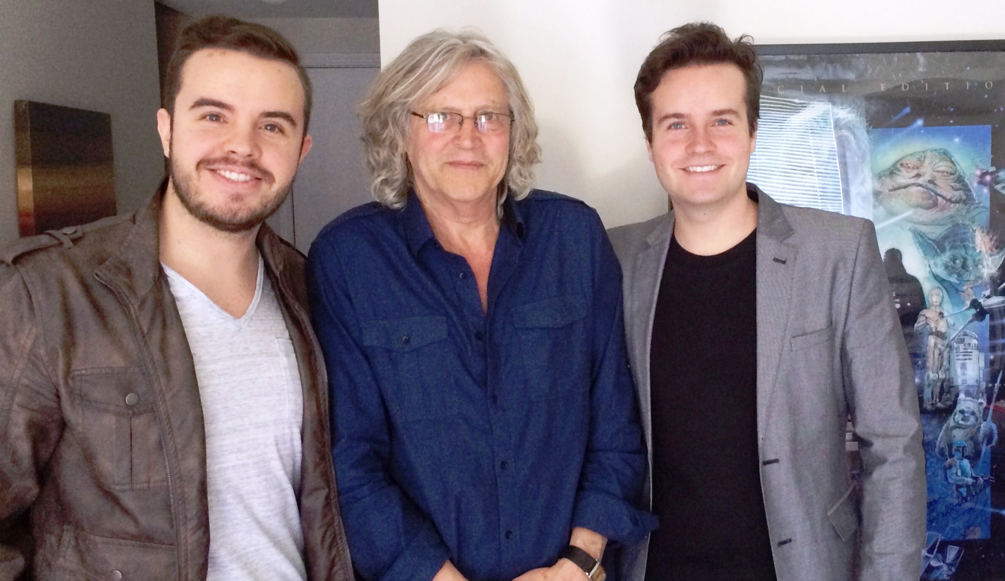 Sheldon Ludwig, Roger Christian, Brandon Ludwig - set still: 'Canadian Star' interviews