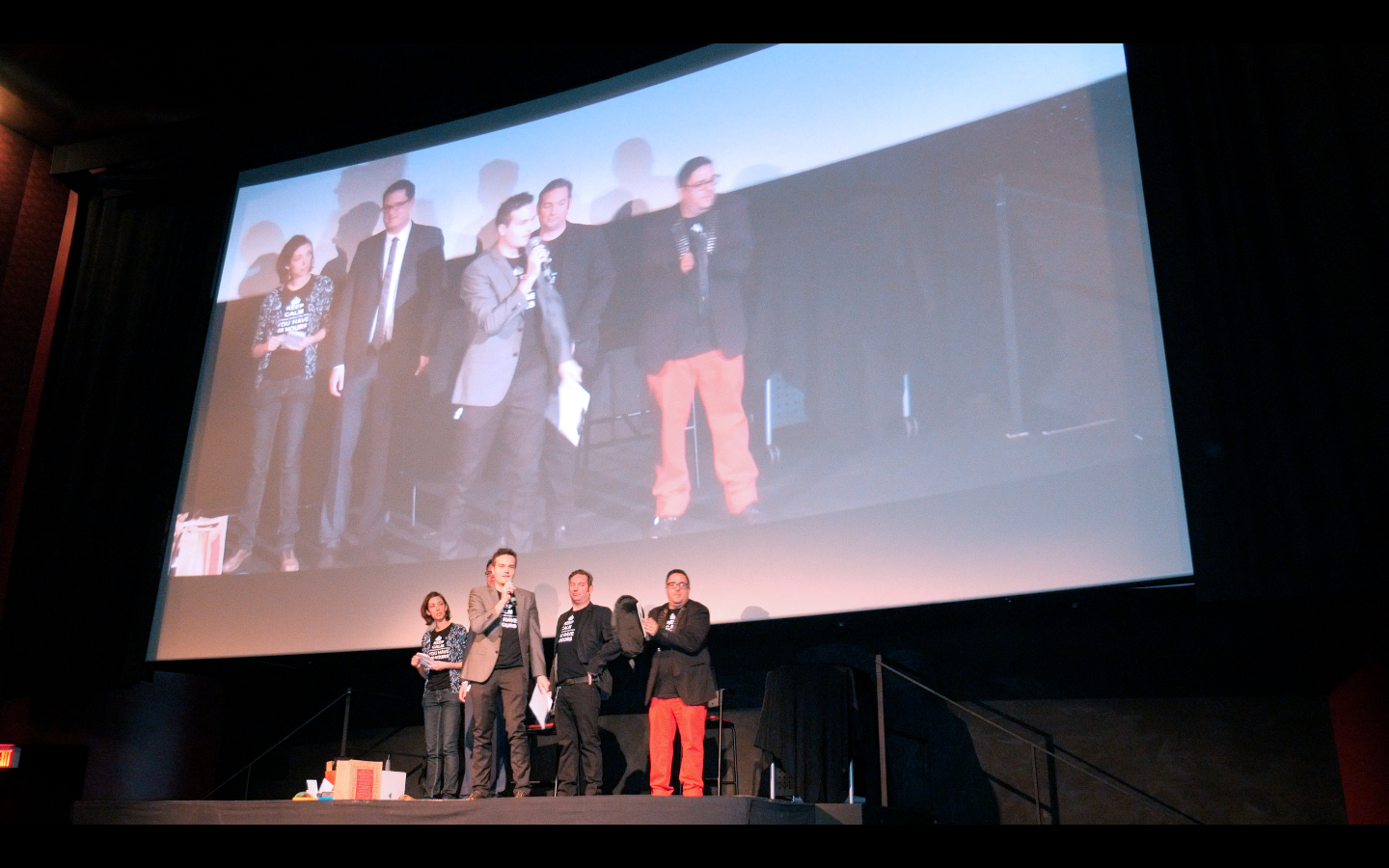 Awards Ceremony Toronto 48hr Film Project, L to R - Colleen Zimmerman, Steve Nash, BRANDON LUDWIG (judge), Chris Cherry, Dave Roberts (judge) Judging the 48 Hour Film Project