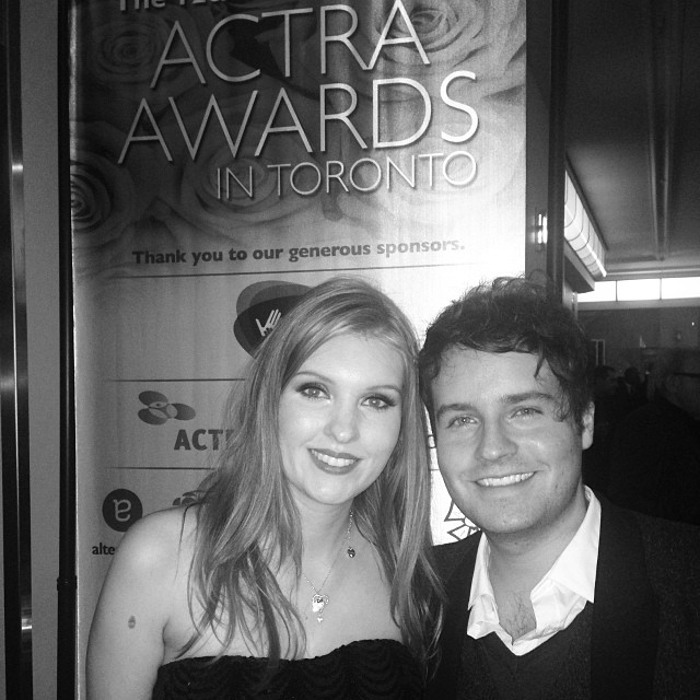 L to R Hayley Lizon, BRANDON LUDWIG, ACTRA Awards in Toronto 2014