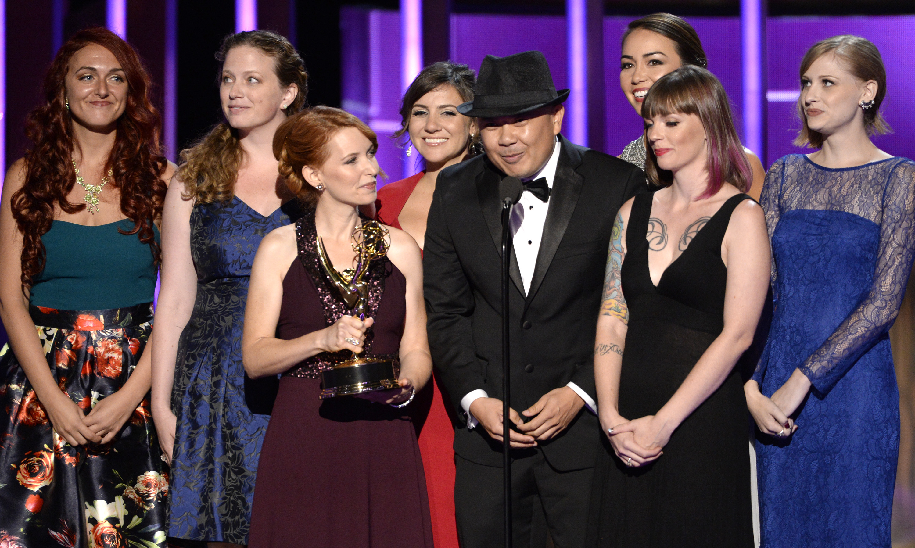 Accepting the 2015 Primetime Emmy Award for EMMA APPROVED.