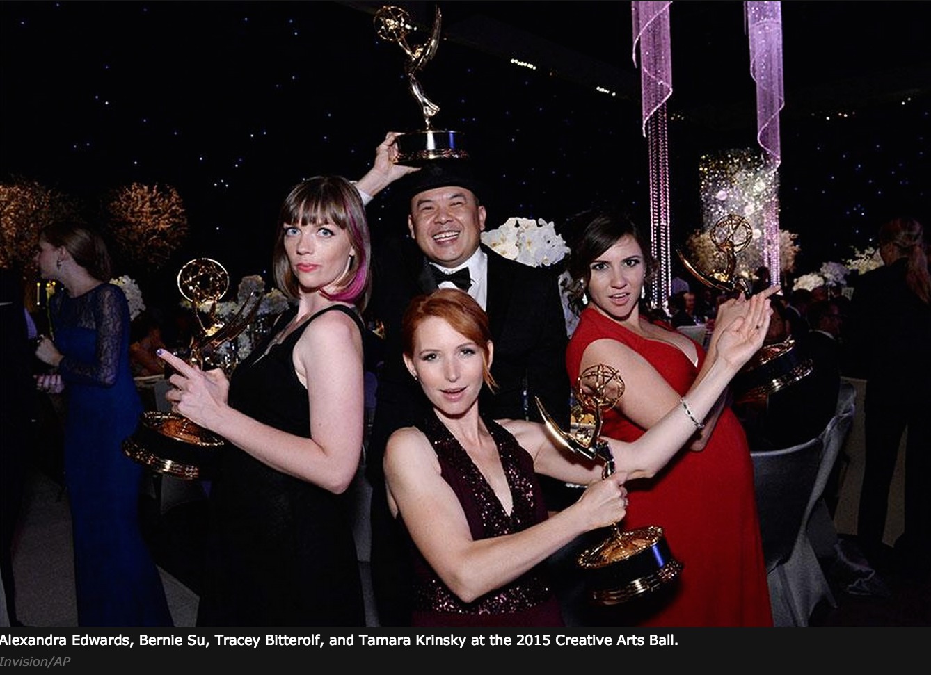 Emmy Winner Tamara Krinsky with the Emma Approved team at the 2015 Creative Arts Emmy Awards Governors Ball.