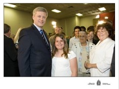 Brooke Gamble with Canadian Prime Minister Stephen Harper. (2010)