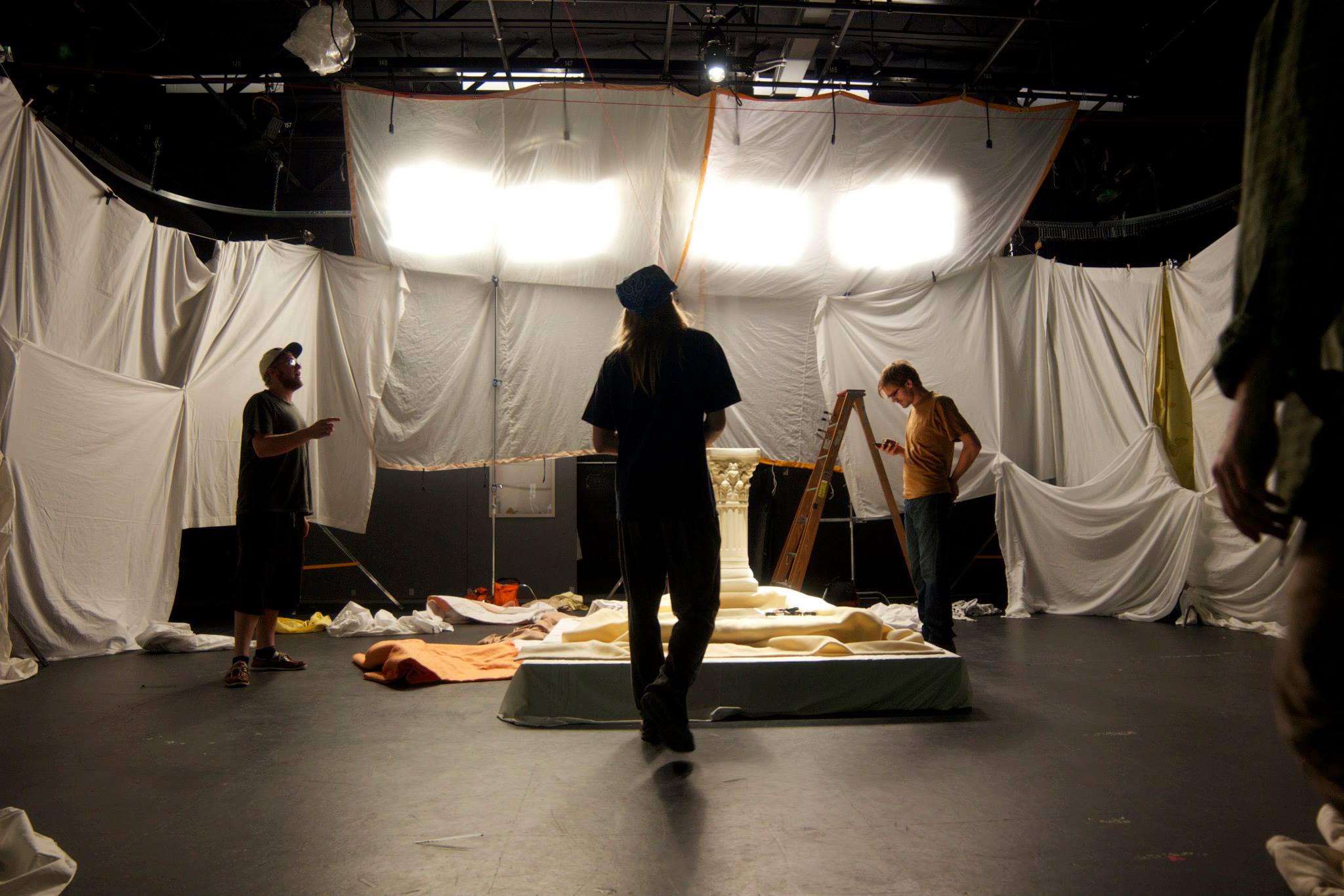 Cooper Flanders, Alex Brisson & Alex Rhodes-Wilmere preparing a set on Blanket Fort.