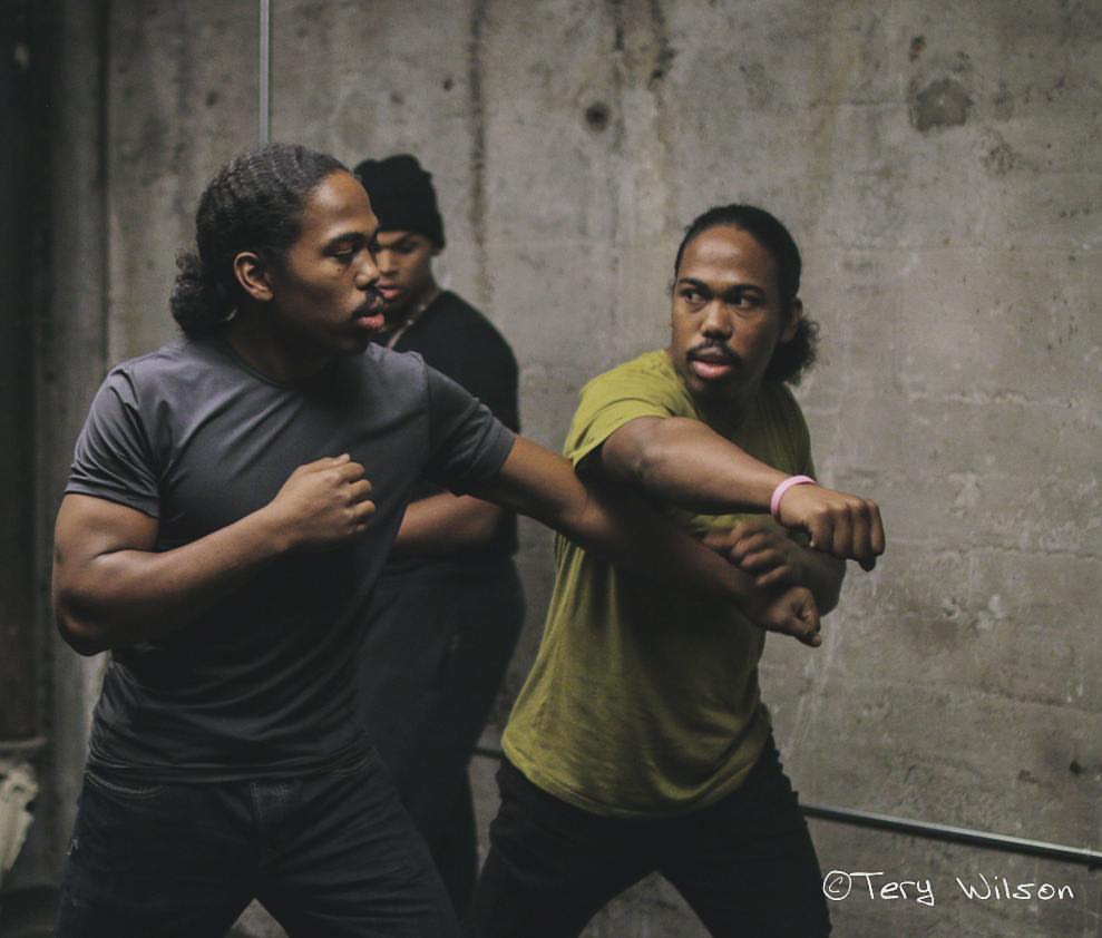 Calvin & Kevin Ross showing actors choreography on set of 