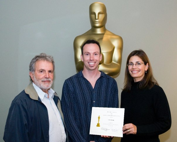 Sid Ganis and Susannah Grant presenting me the Academy's Nicholl Fellowship for my script 