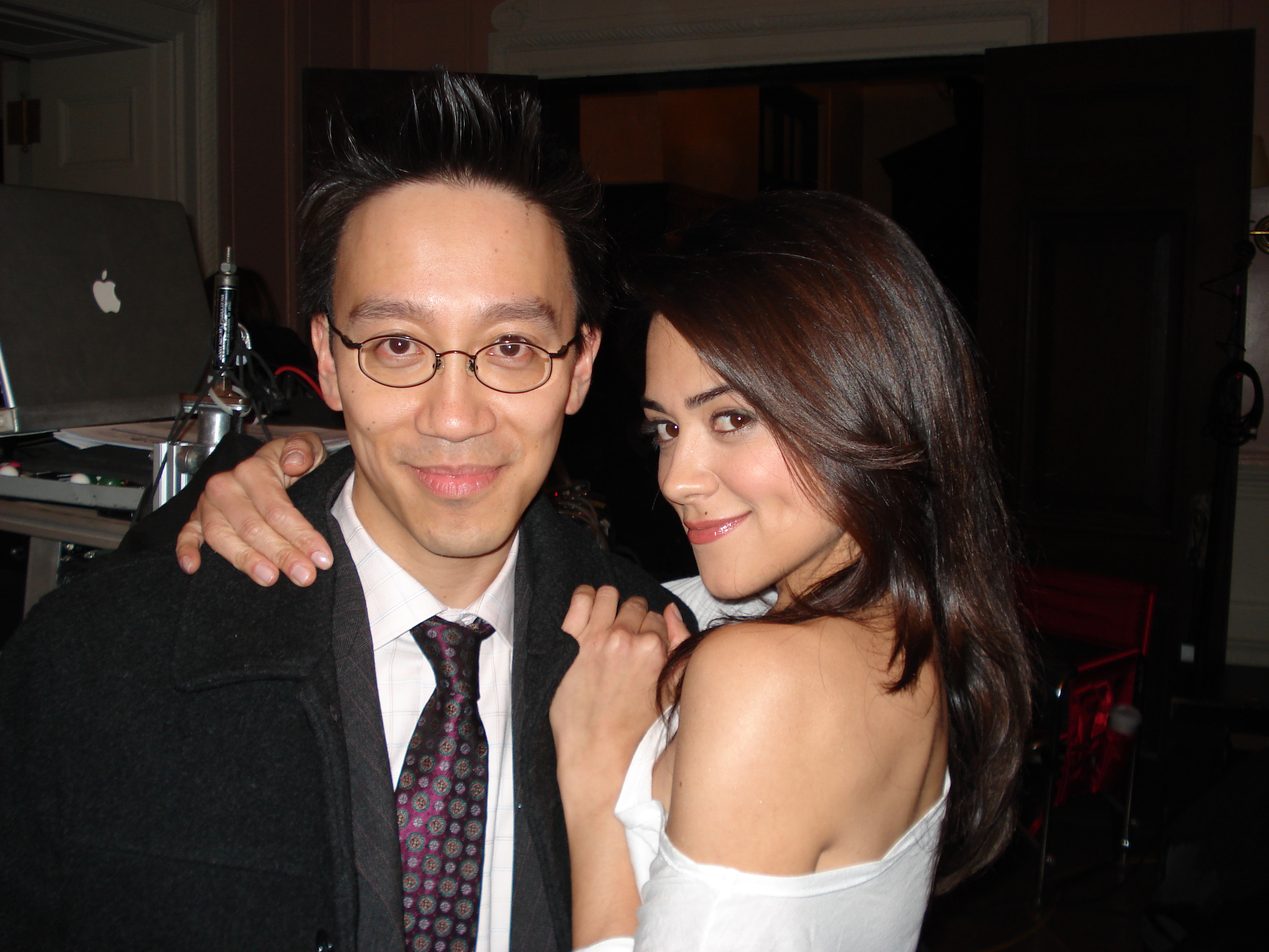 Albert M. Chan and Camille Guaty on the set of Ghosts of Girlfriends Past