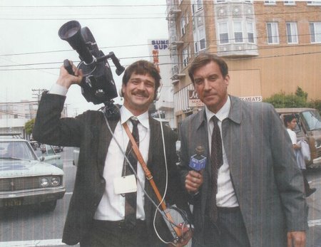 Brad and Philip Lederer as Camera Man and Reporter on set of 