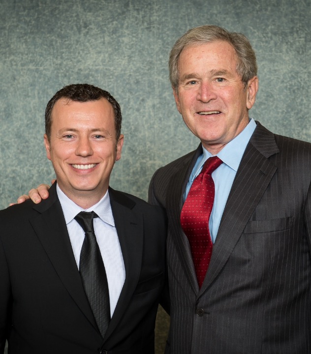 Former United States President George W. Bush and Rick Nechio at private event in Dallas, TX