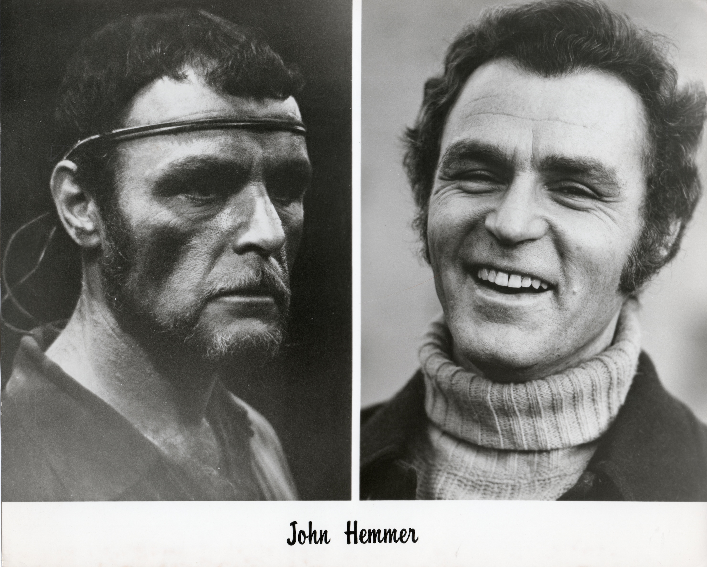 John Hemmer headshot (circa 1970's). Left: Man of La Mancha tour. Right: Modeling shot.