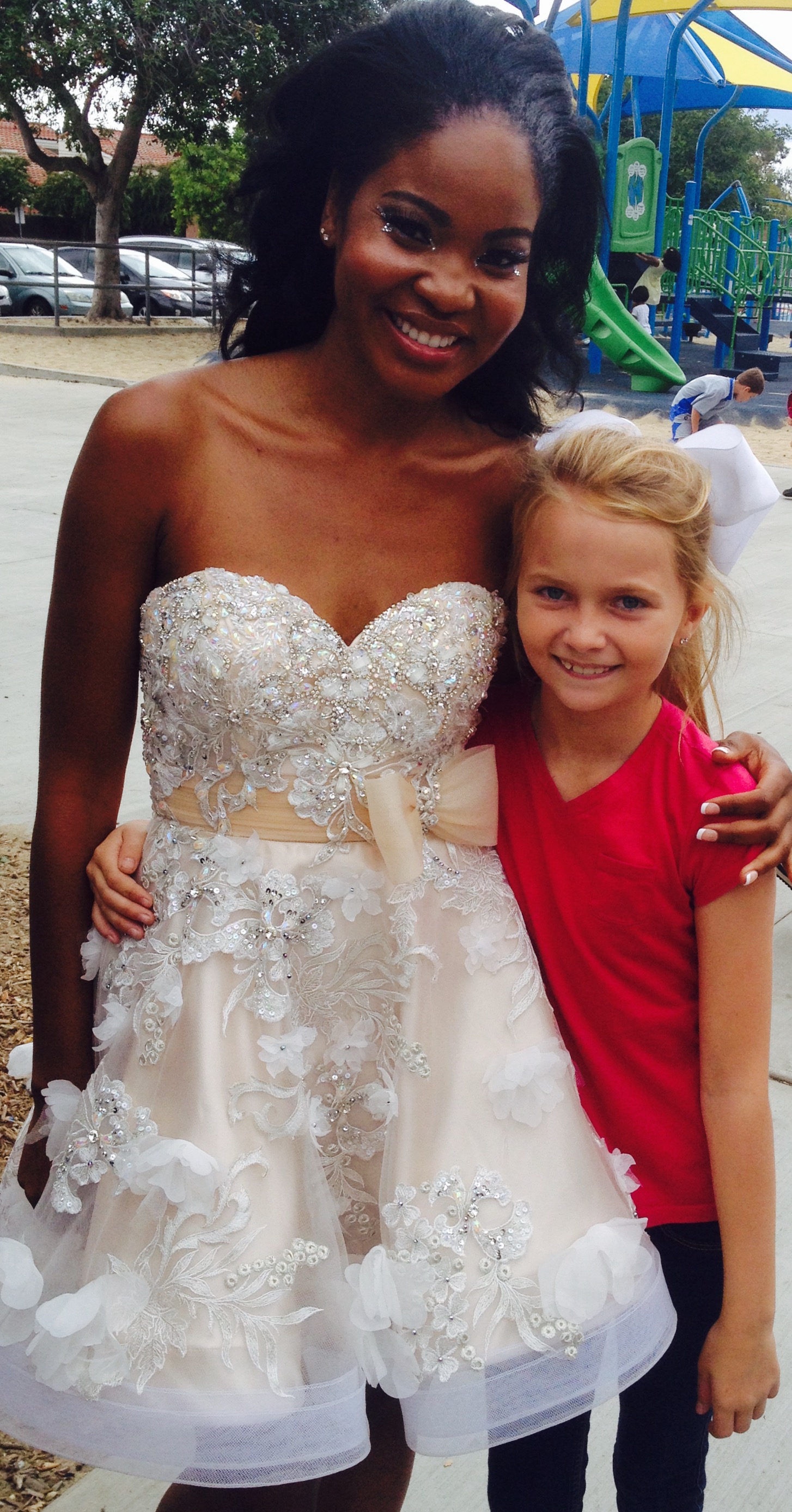 Lainee Rhodes with Princess Fortier on the set of the 