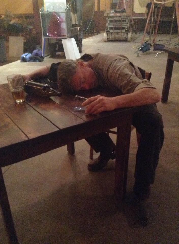 Catchin' a few winks after a long hard day as uncredited extra on the set of Cassidy Red in the Old Tucson Studios Saloon. (Circa September 2015)