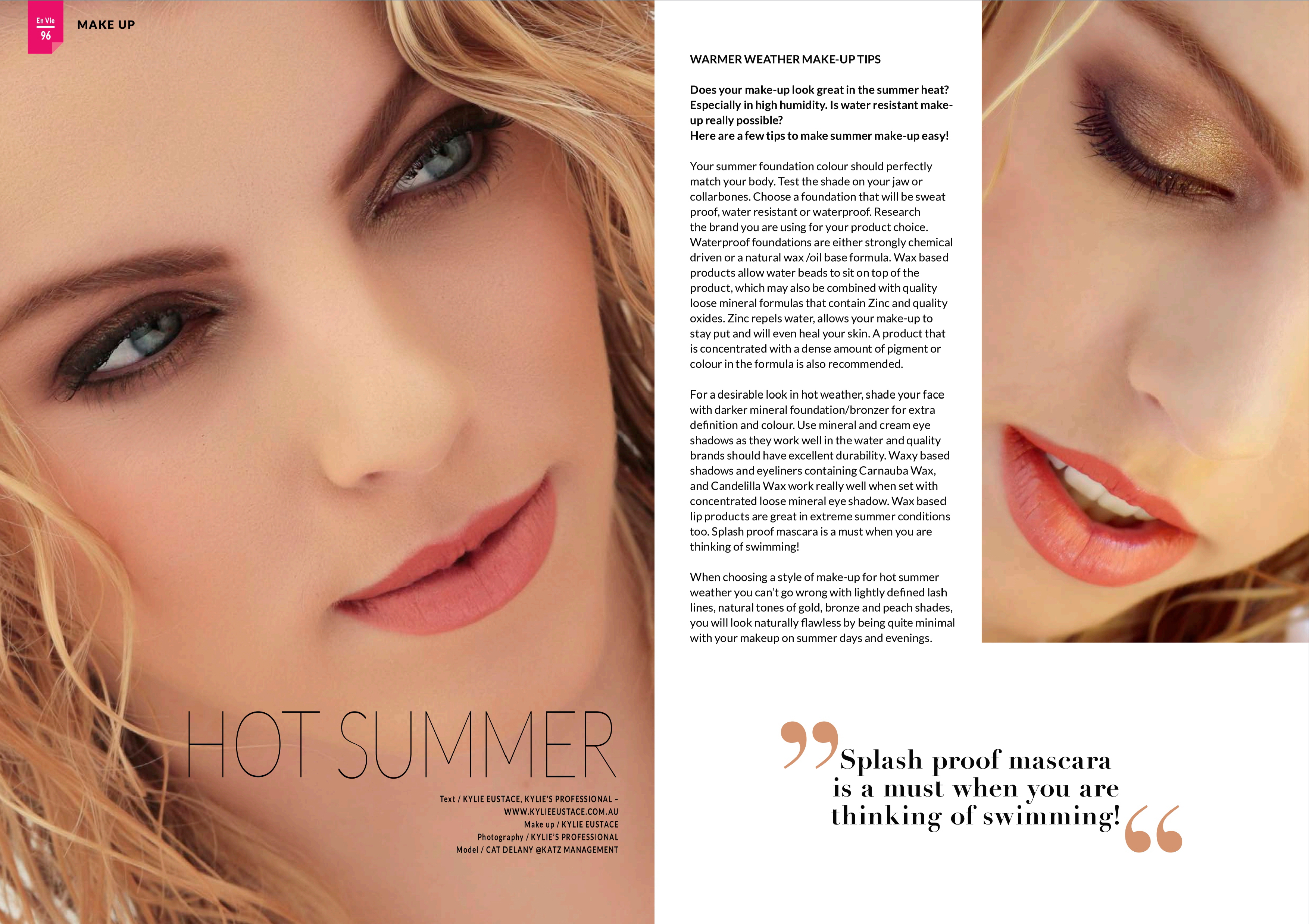 makeup and article for En-vie magazine