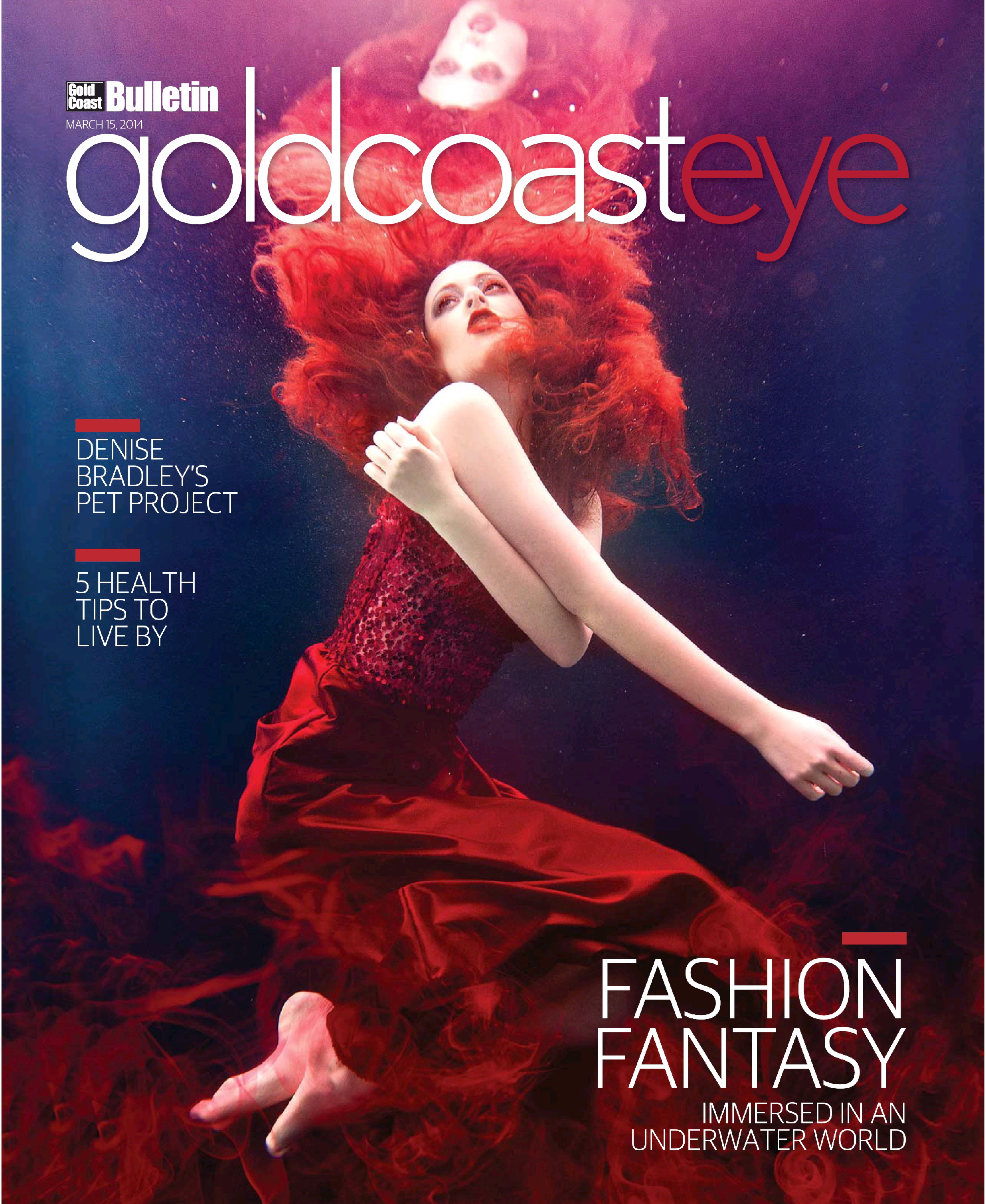 Underwater Makeup Wirk from Beth Mitchell's Imaginarium project. Cover Gold Coast Eye magazine