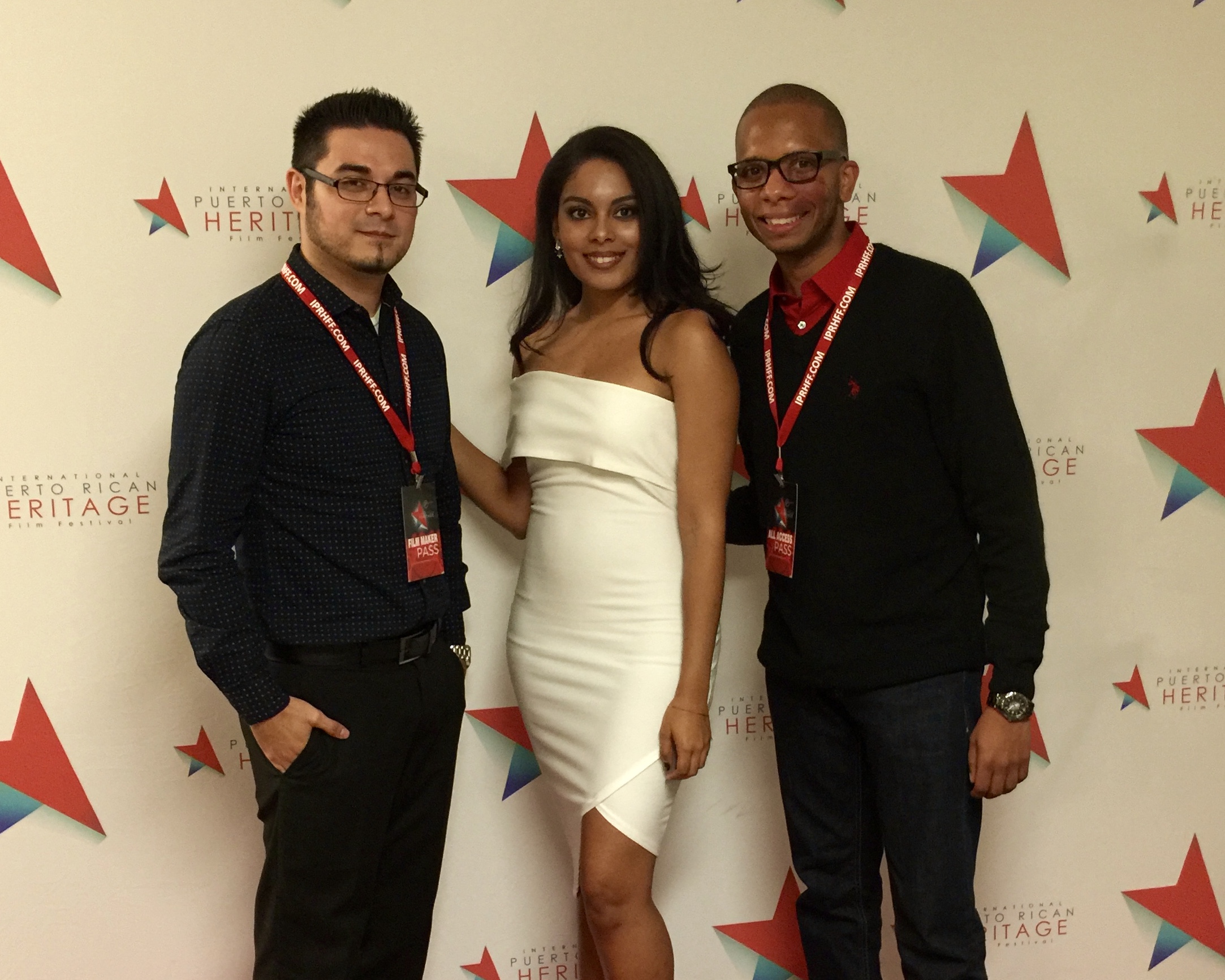 Filmmaker Adam Gonzalez (left), Actress Babyann Hernandez (middle) and Producer Damian Bastar (right) at the 2015 International Puerto Rican Heritage Film Festival for their movie 