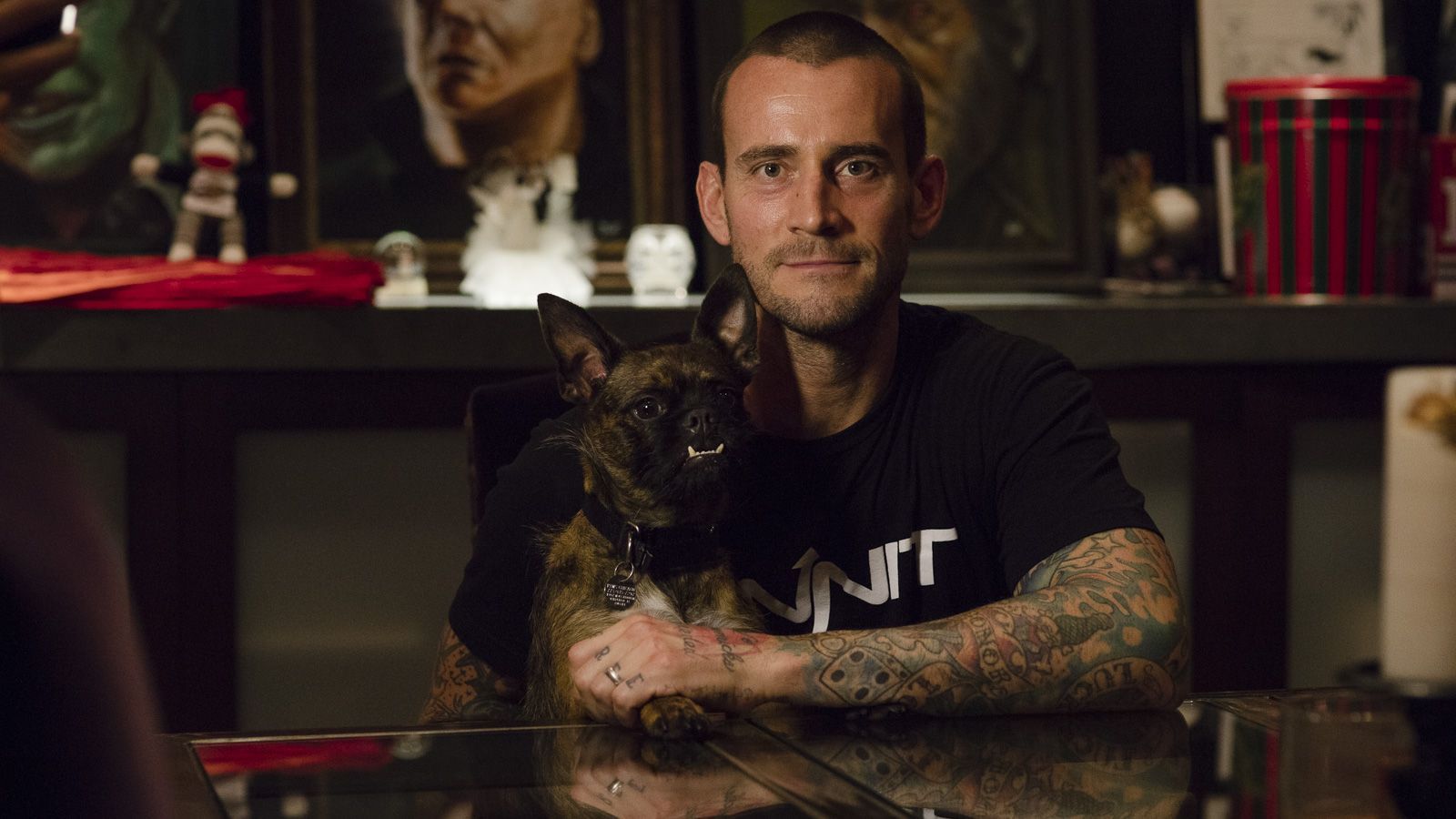 cm punk with his new dog larry