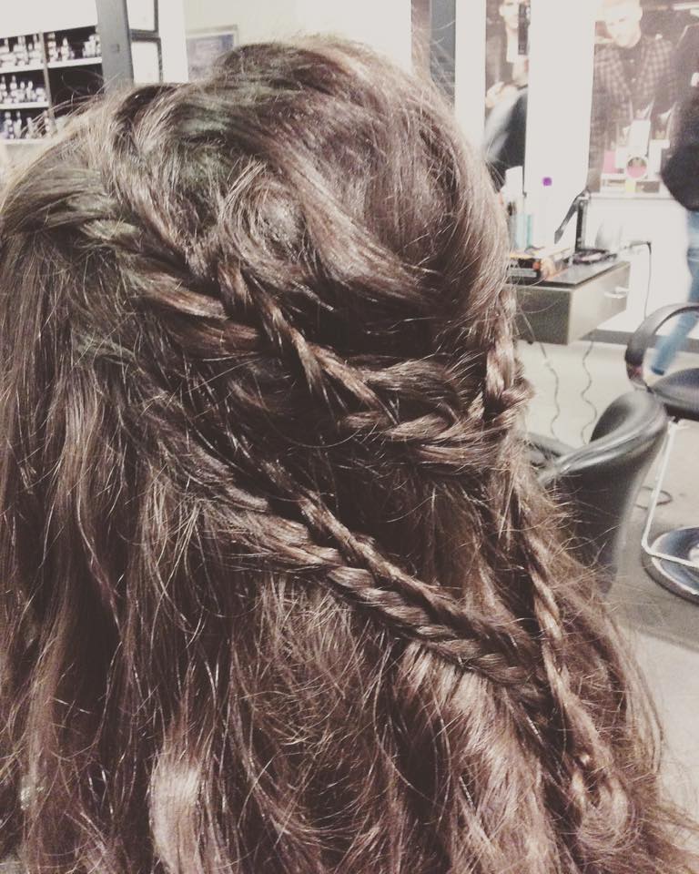 side view of layers of braids and flowing curls, inspired by Game of Thrones