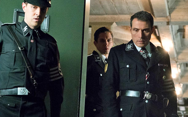 'Man in the High Castle' Jason Mckinnon with Rufus Sewell and Neal Bledsoe.