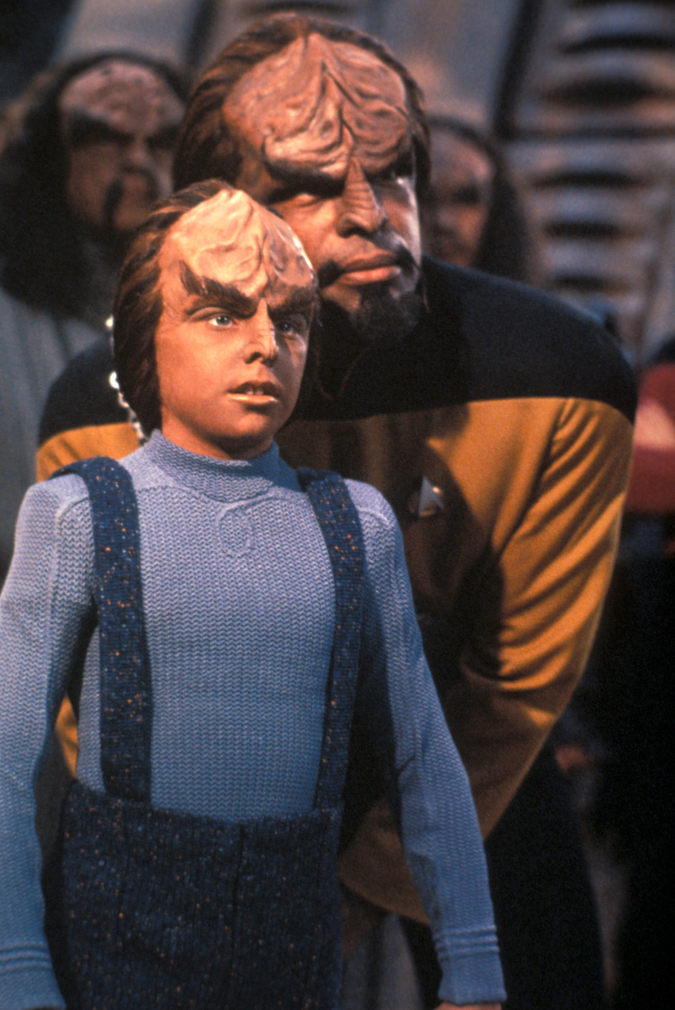 Still of Michael Dorn and Brian Bonsall in Star Trek: The Next Generation (1987)