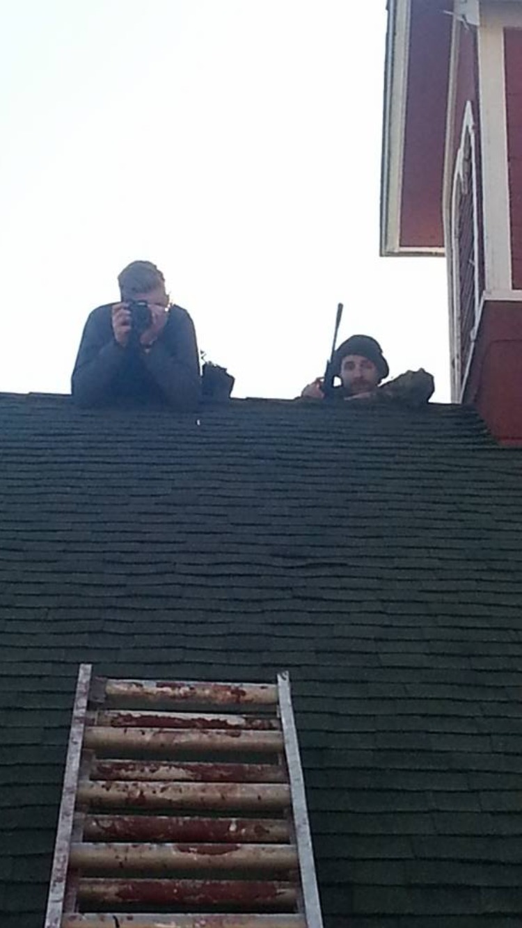 Gabriel J. Fowler and Charles Roth filming The Sniper.