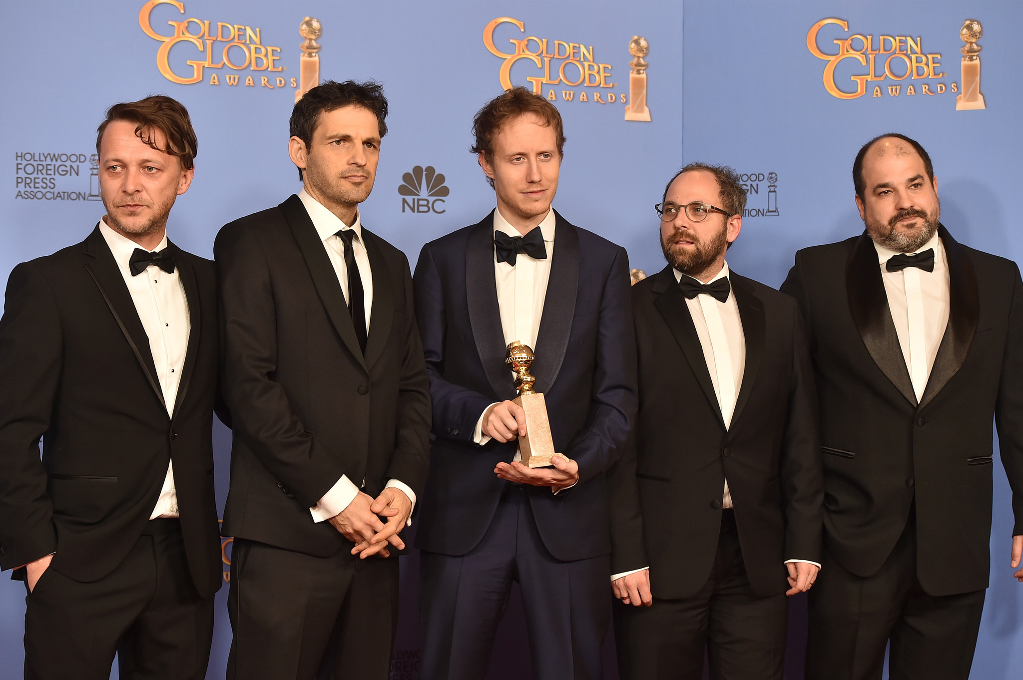 Gábor Rajna, Gábor Sipos, László Nemes, Géza Röhrig and Levente Molnár at event of 73rd Golden Globe Awards (2016)